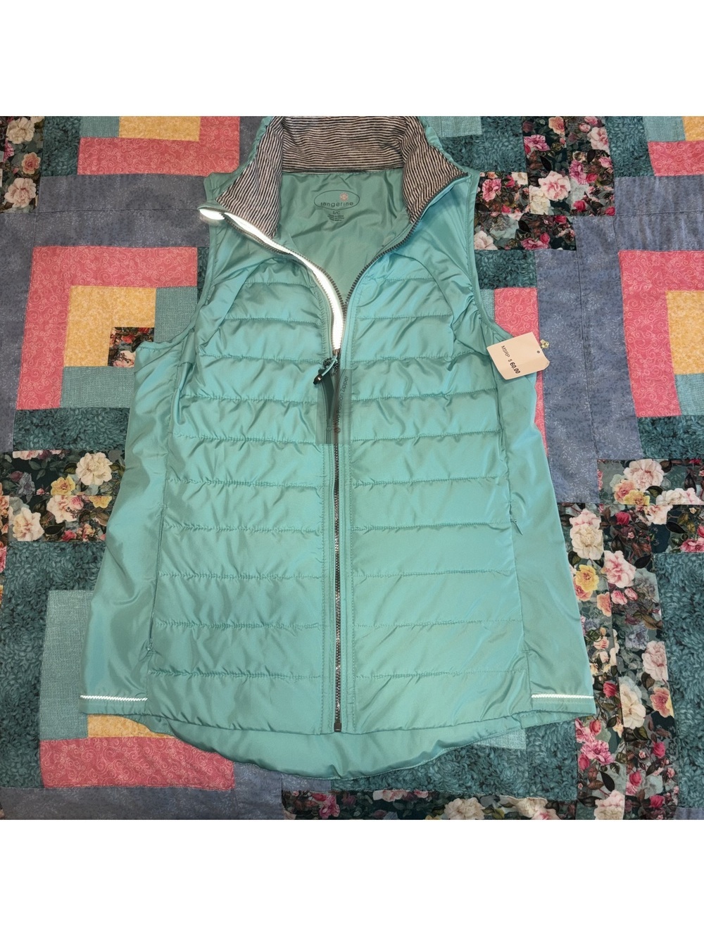 Tangerine NEW $60 Mint Quilted Puffer Vest with Two-Position Zipper, Size Small